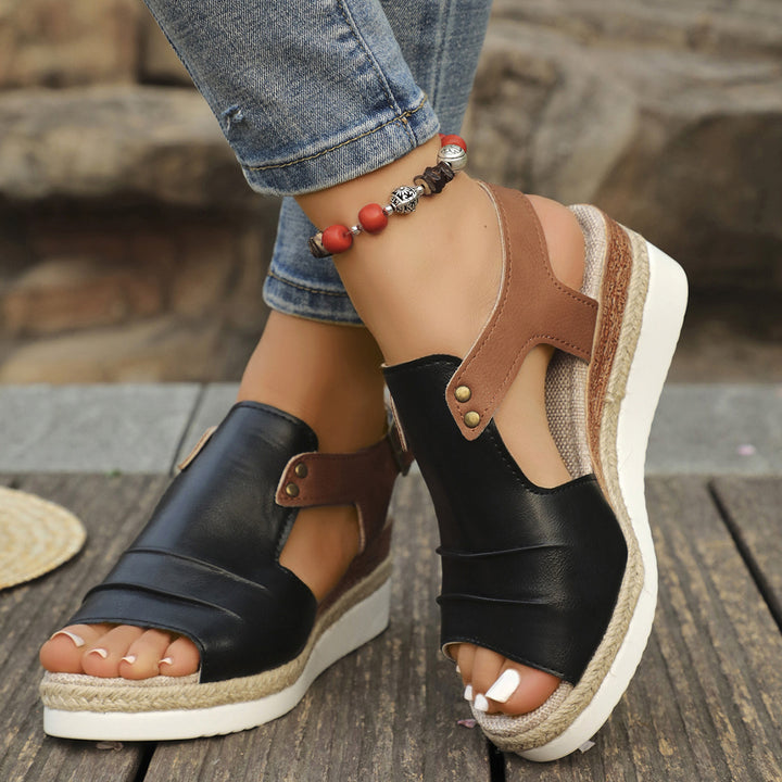 Peep toe wedge heels sandals with arch support