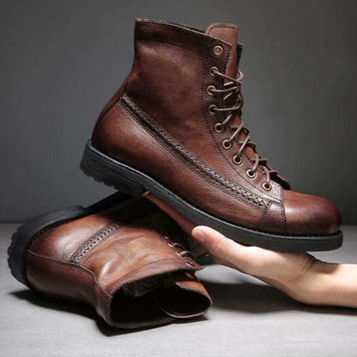 Retro-made polished military combat boots