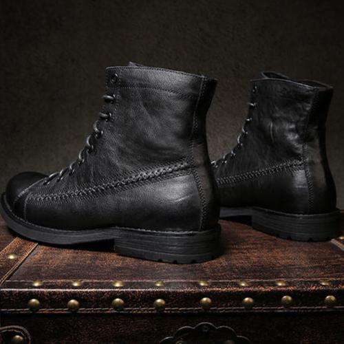 Retro-made polished military combat boots