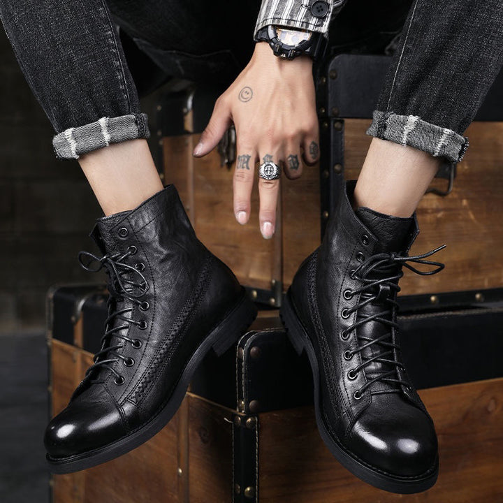 Retro-made polished military combat boots