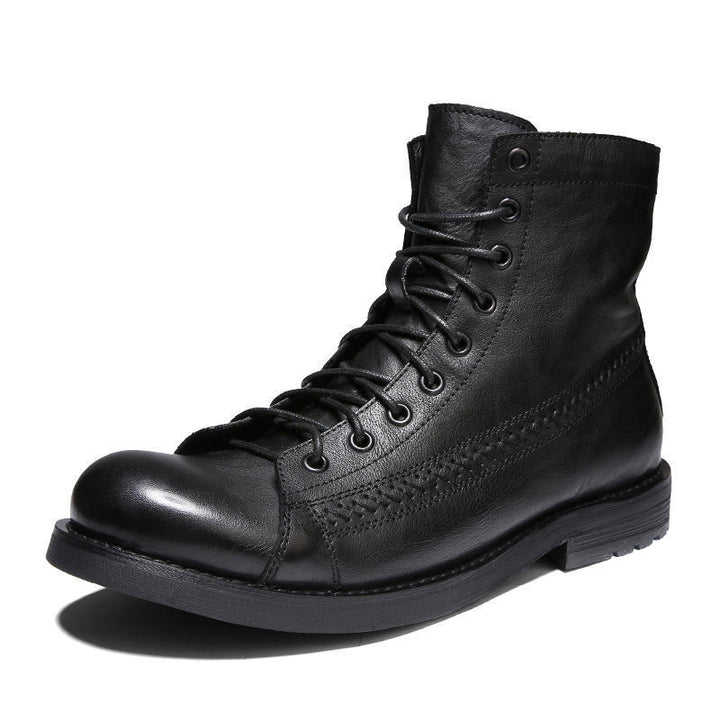 Retro-made polished military combat boots