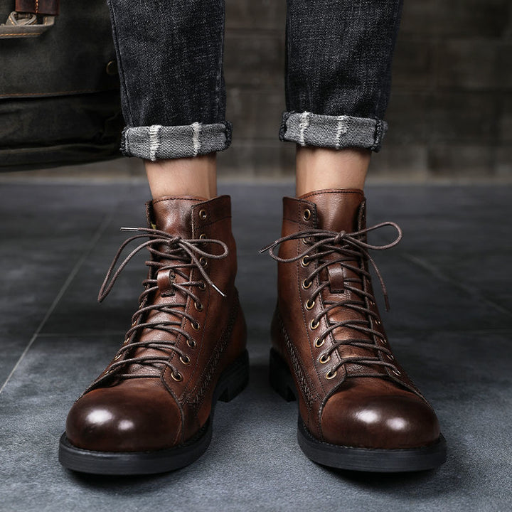 Retro-made polished military combat boots