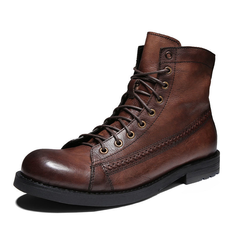 Retro-made polished military combat boots