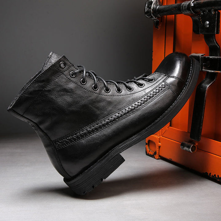 Retro-made polished military combat boots