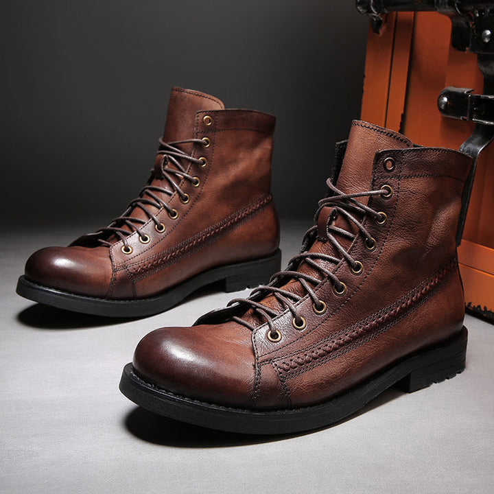 Retro-made polished military combat boots