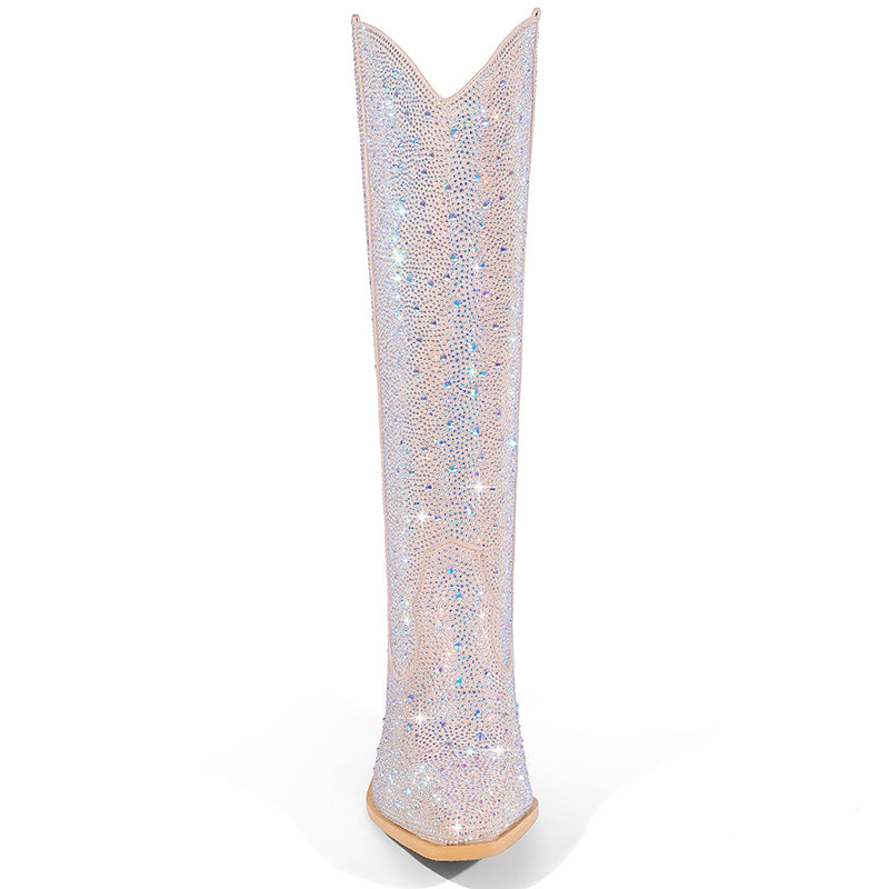 Rhinestone knee high cowboy boots for wedding/party