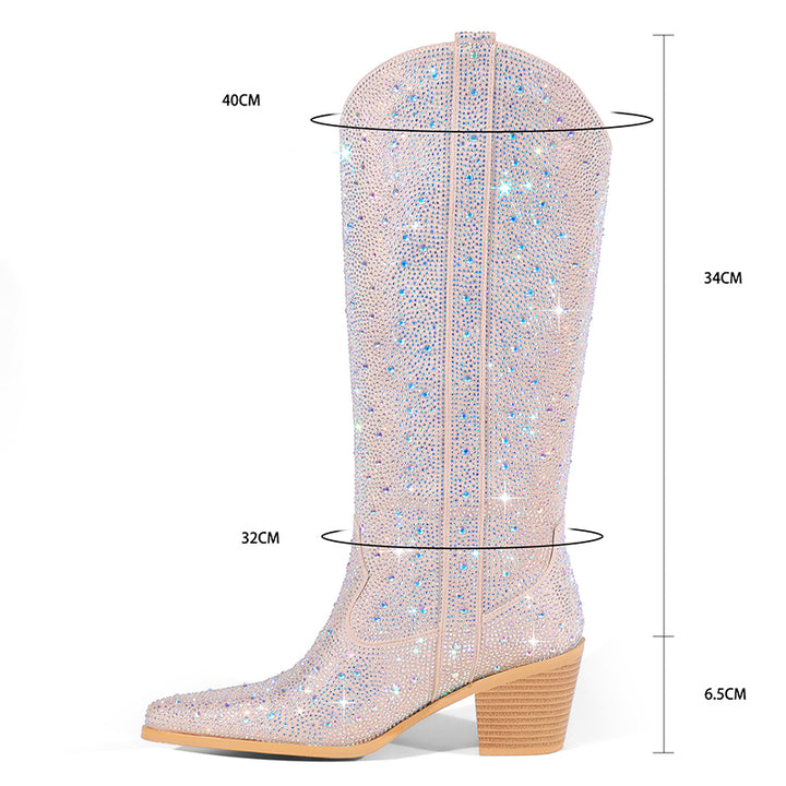 Rhinestone knee high cowboy boots for wedding/party