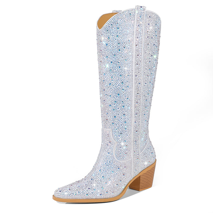 Rhinestone knee high cowboy boots for wedding/party