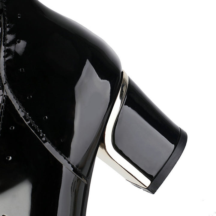 black Sequins glitter mesh lace mid calf Victorian boots