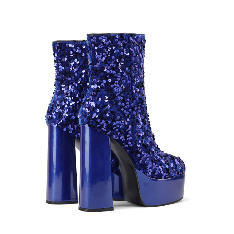 Sequins shining ultra high heels booties for party