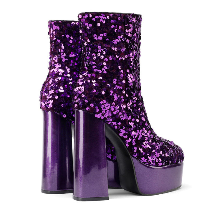 Sequins shining ultra high heels booties for party