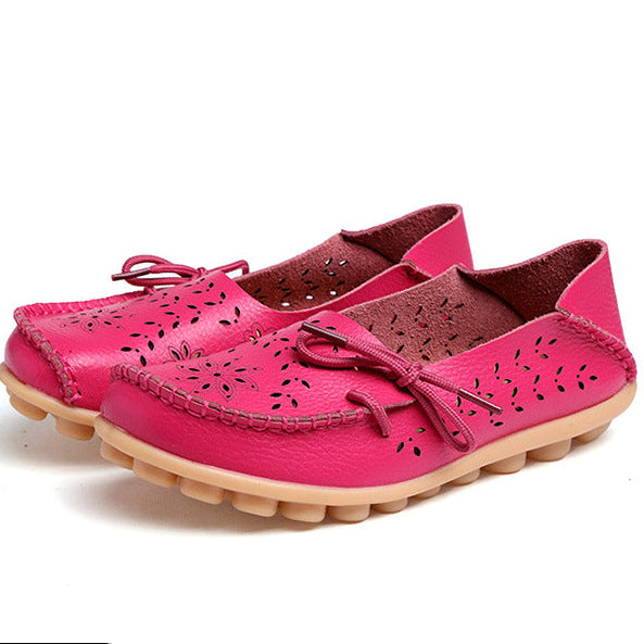 Soft comfortable walking summer hollowed slip-on loafers