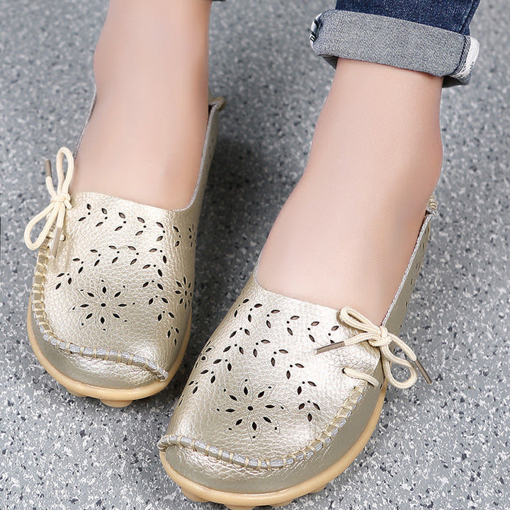 Soft comfortable walking summer hollowed slip-on loafers