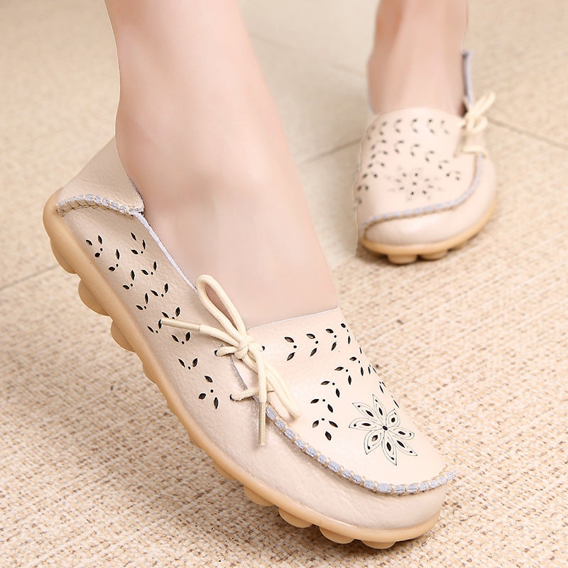 Soft comfortable walking summer hollowed slip-on loafers