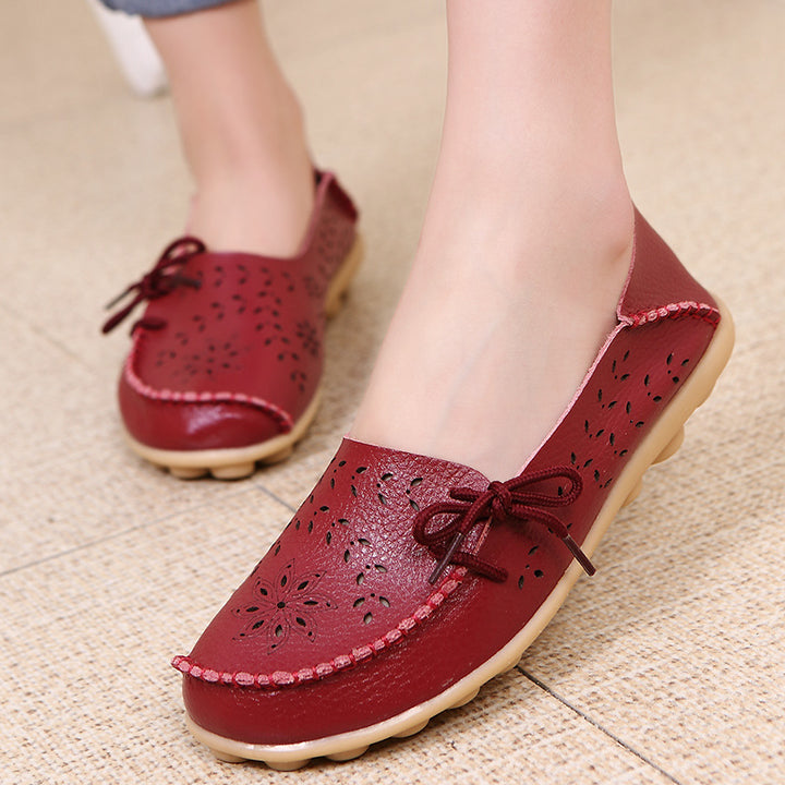 Soft comfortable walking summer hollowed slip-on loafers
