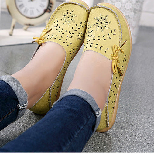 Soft comfortable walking summer hollowed slip-on loafers