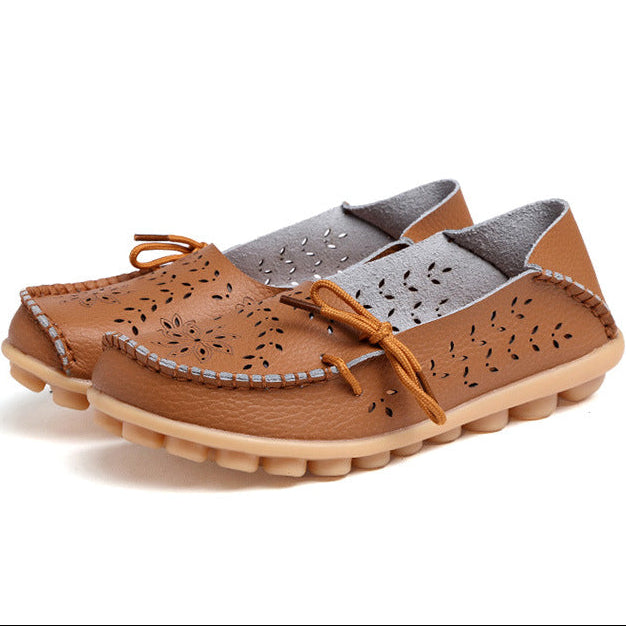 Soft comfortable walking summer hollowed slip-on loafers