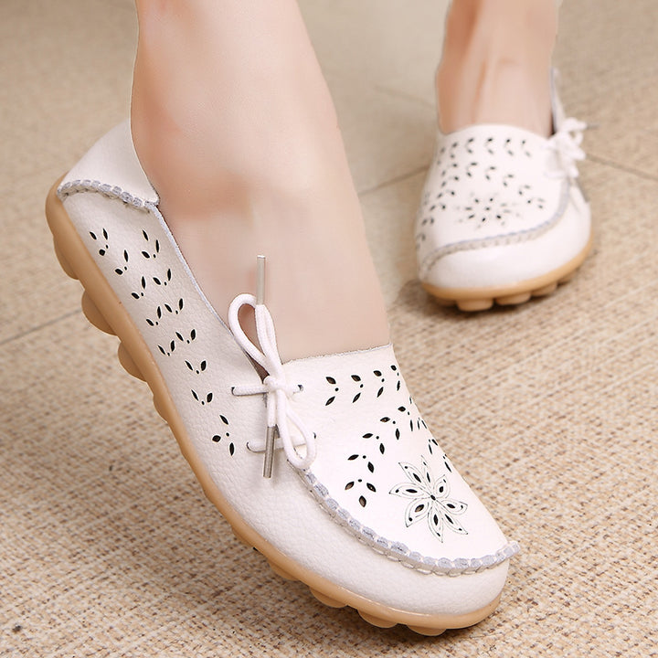 Soft comfortable walking summer hollowed slip-on loafers