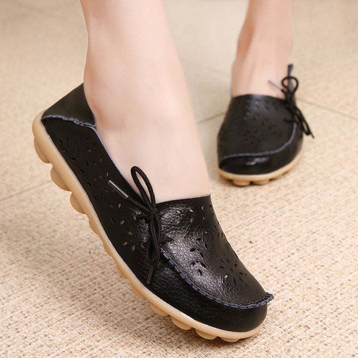Soft comfortable walking summer hollowed slip-on loafers
