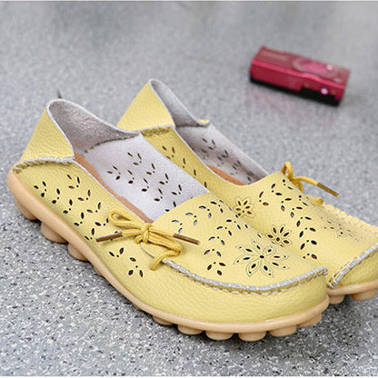 Soft comfortable walking summer hollowed slip-on loafers
