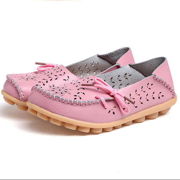 Soft comfortable walking summer hollowed slip-on loafers