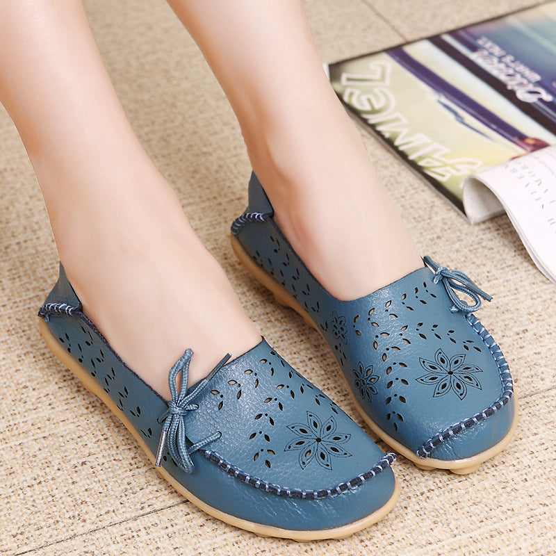 Soft comfortable walking summer hollowed slip-on loafers