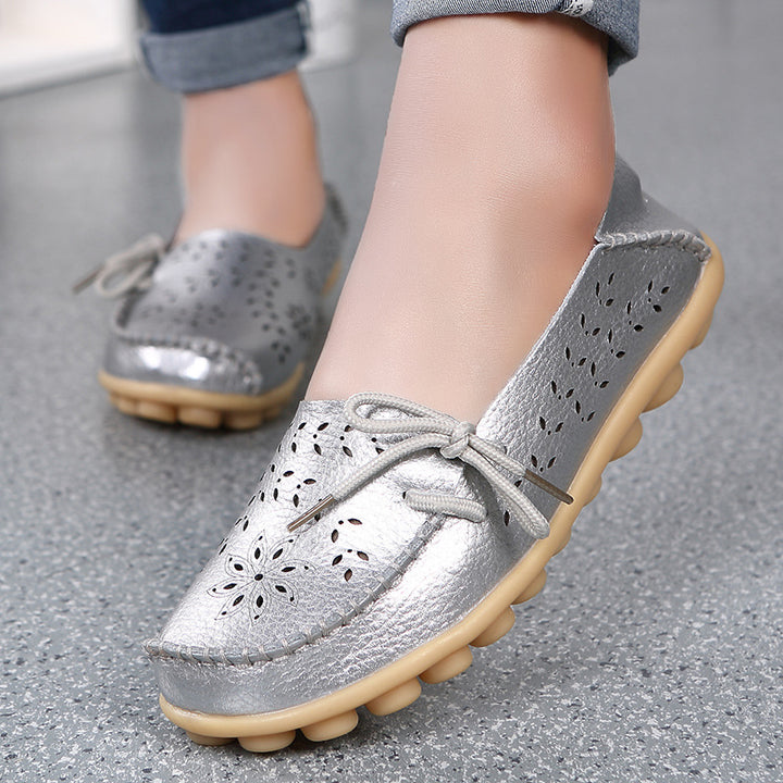 Soft comfortable walking summer hollowed slip-on loafers