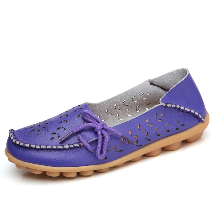 Soft comfortable walking summer hollowed slip-on loafers