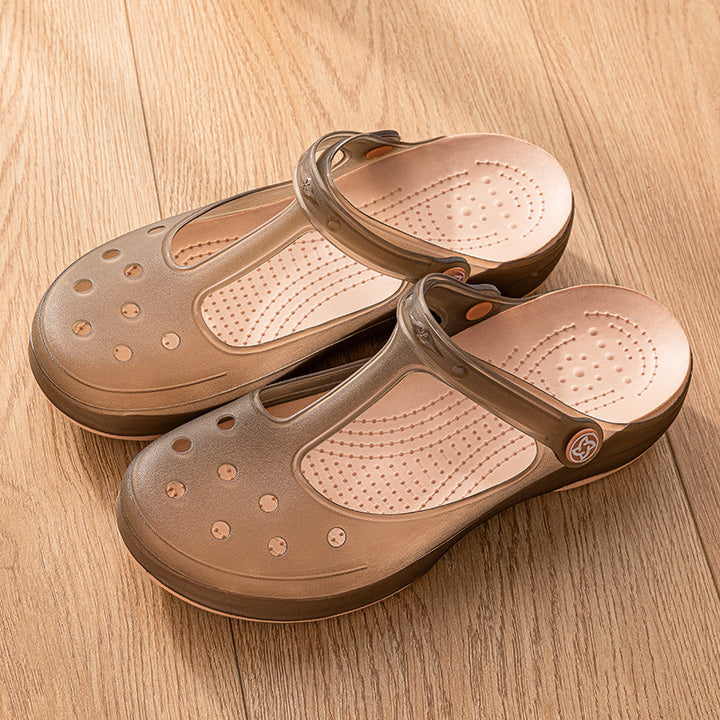 brown Summer beach hollow water shoes non slip