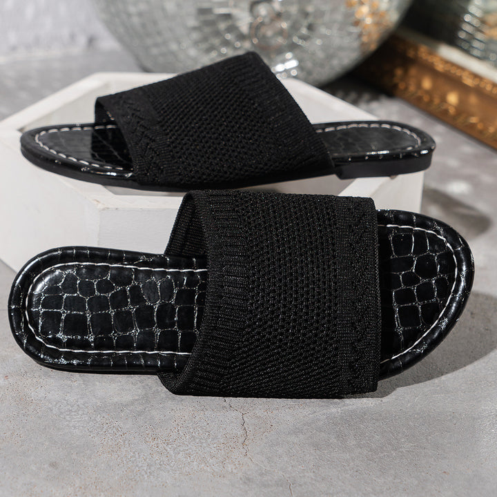 Summer knitted slides with open toe