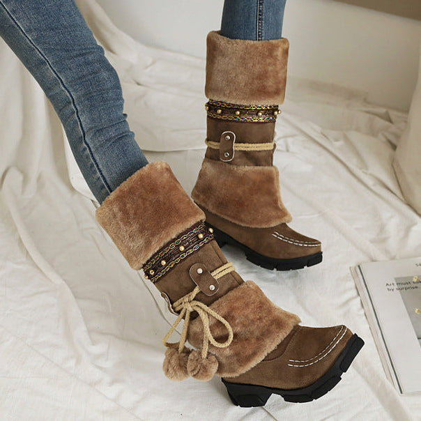 Thickened Fur Winter Warm Martin Boots