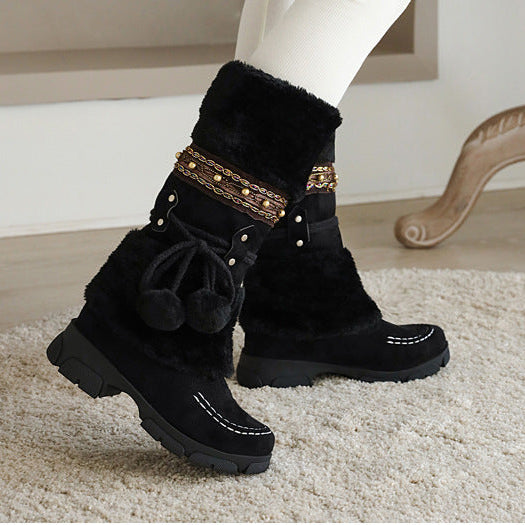 Thickened Fur Winter Warm Martin Boots