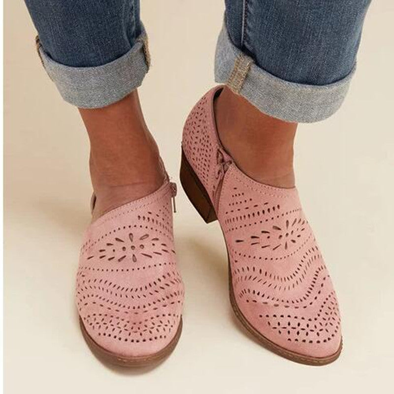 Vintage Chunky Low Heels Booties