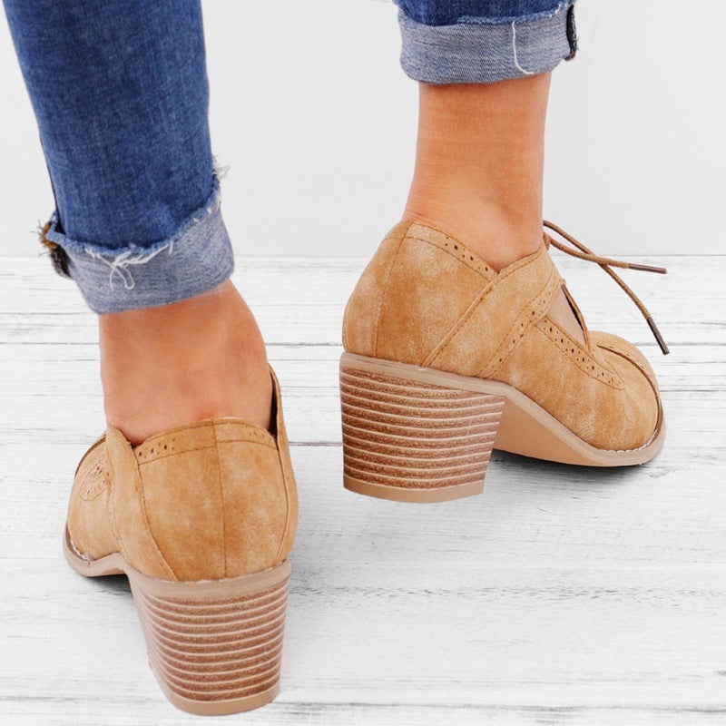 Vintage Shallow Breathable Low Heel Sandals