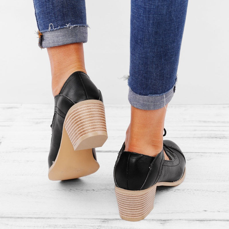 Vintage Shallow Breathable Low Heel Sandals