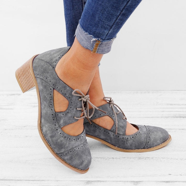 Vintage Shallow Breathable Low Heel Sandals