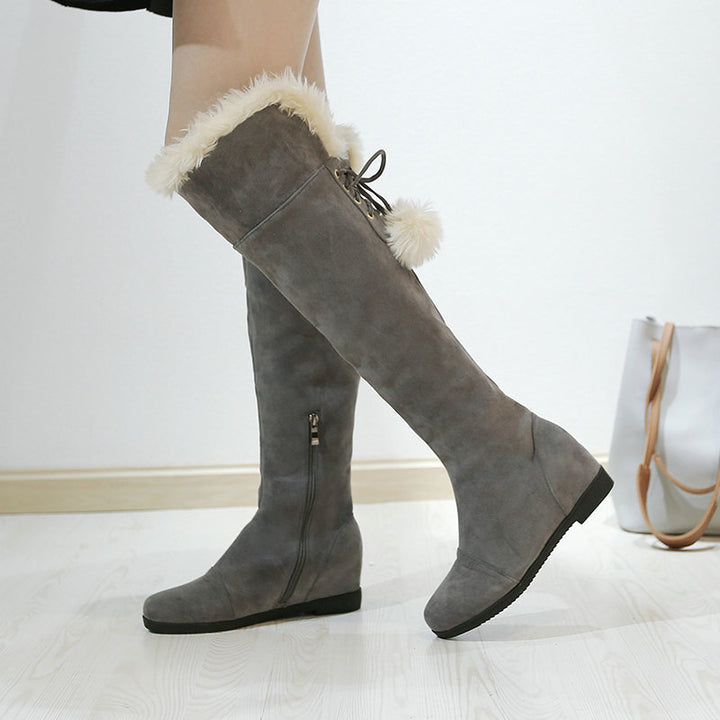 Winter warm fur lining over the knee boots