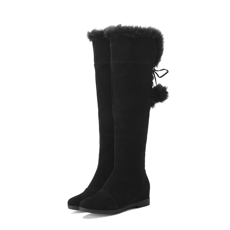 Winter warm fur lining over the knee boots