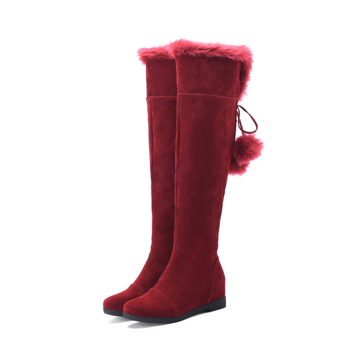 Winter warm fur lining over the knee boots