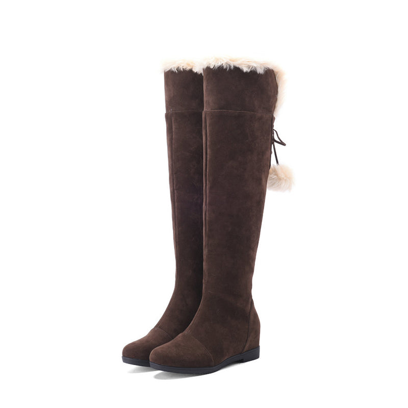 Winter warm fur lining over the knee boots