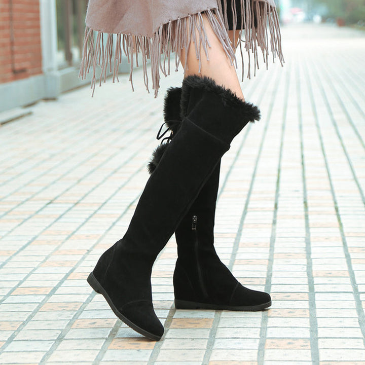 Winter warm fur lining over the knee boots