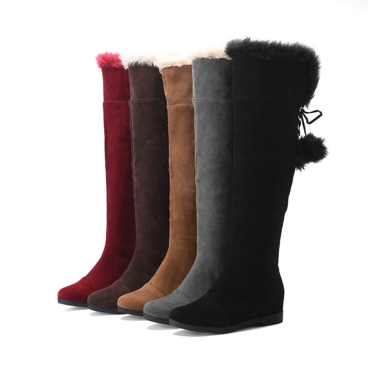 Winter warm fur lining over the knee boots