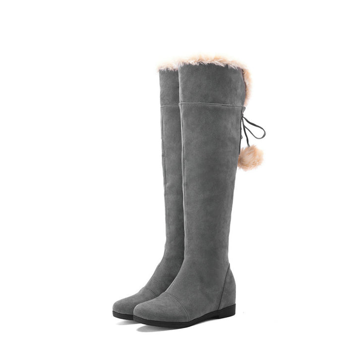 Winter warm fur lining over the knee boots