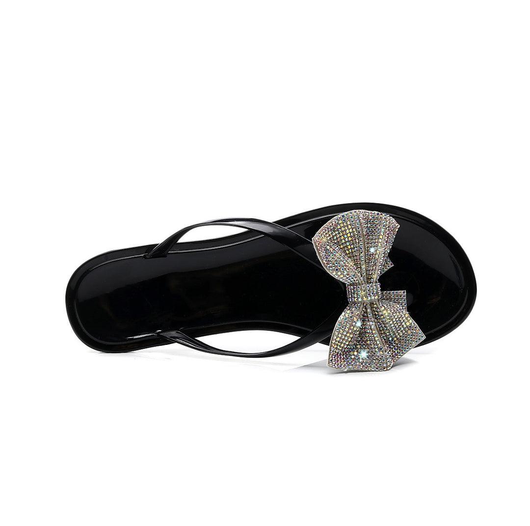 Women Bling Rhinestone Bow Sandals  Summer Fashion Flip Flops