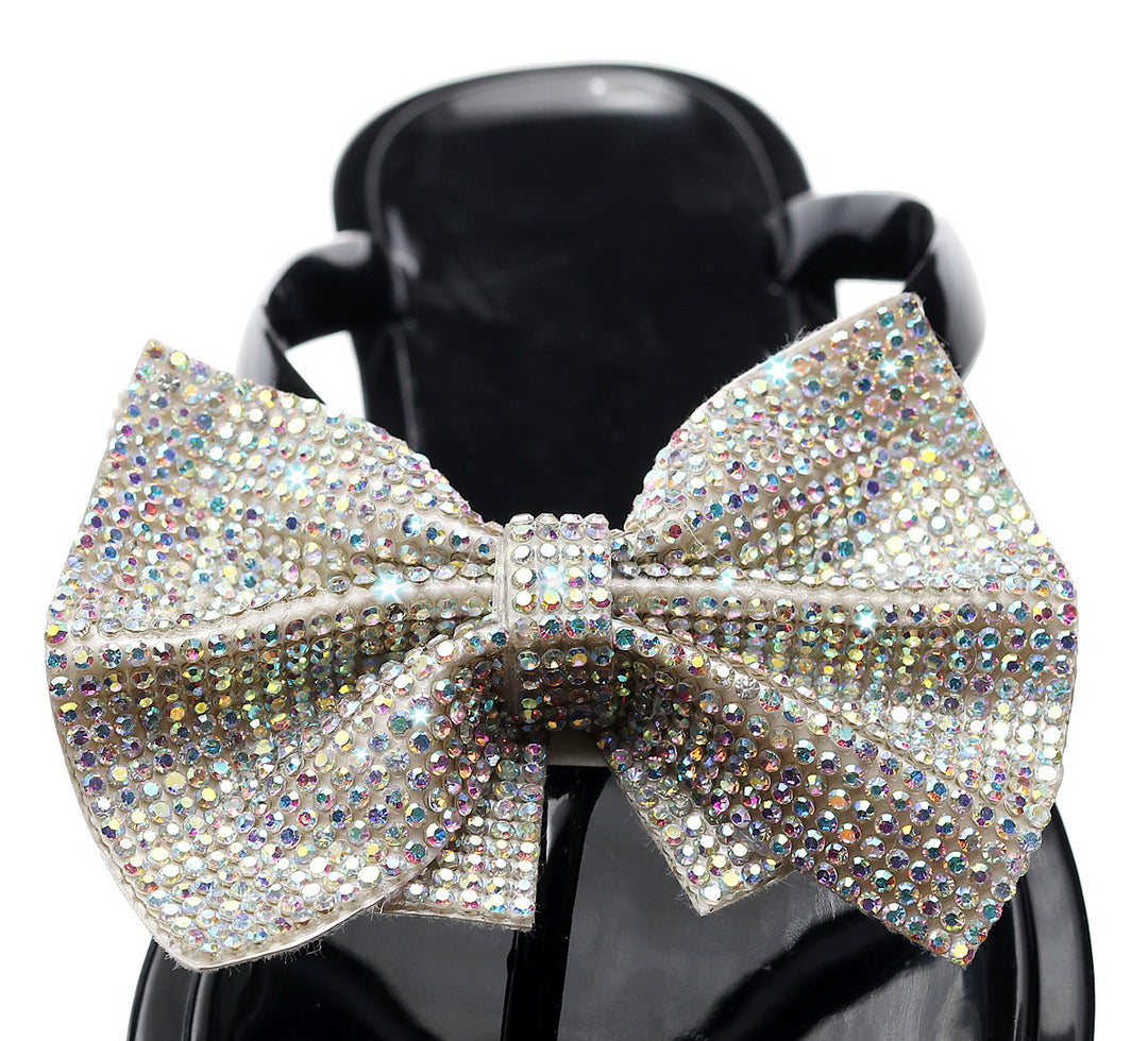 Women Bling Rhinestone Bow Sandals  Summer Fashion Flip Flops