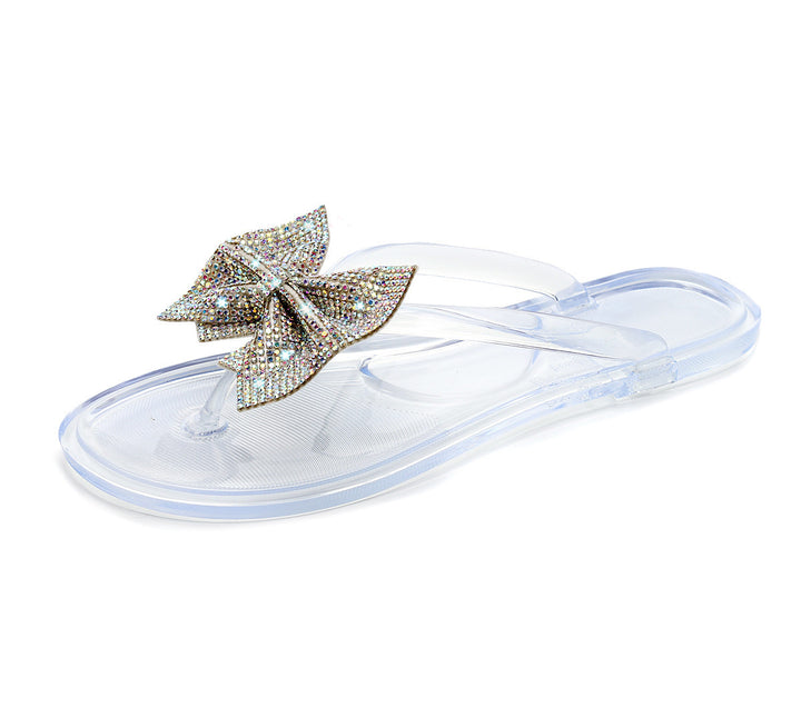 Women Bling Rhinestone Bow Sandals  Summer Fashion Flip Flops