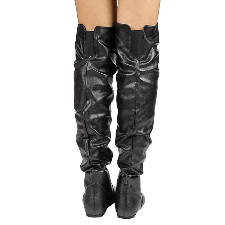 Women flat over the knee thigh high slouch boots