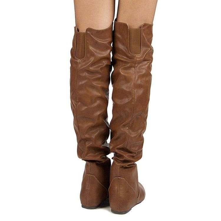 Women flat over the knee thigh high slouch boots