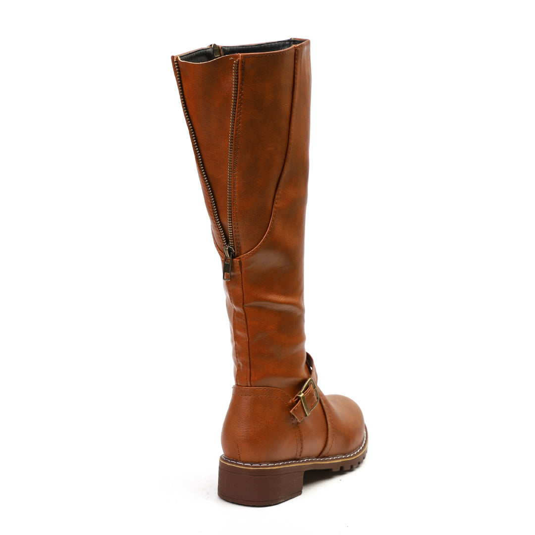 Women retro low heel knee high knight riding boots