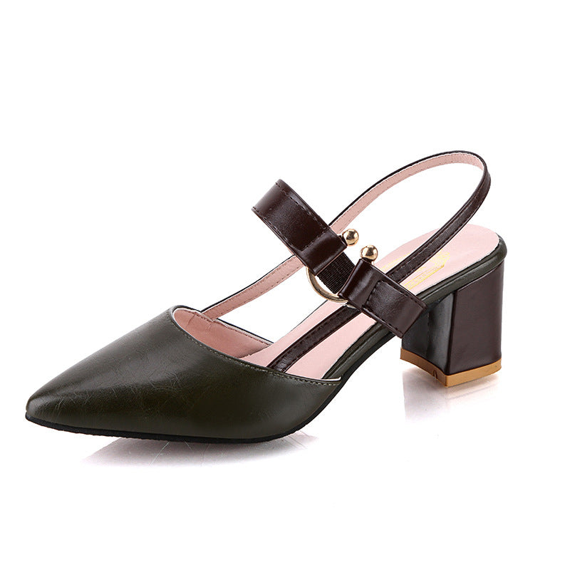 green Chic Two-Tone Slingback Sandals for Women – Elegant Block Heels for Work & Parties